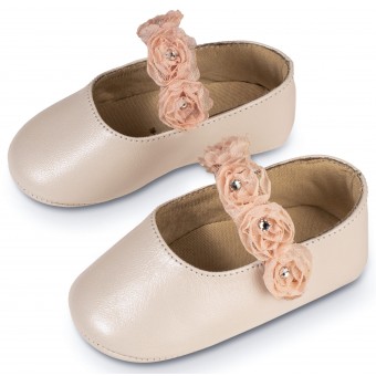 Γοβάκι Μονή Μπαρέτα με Chiffon Λουλούδια