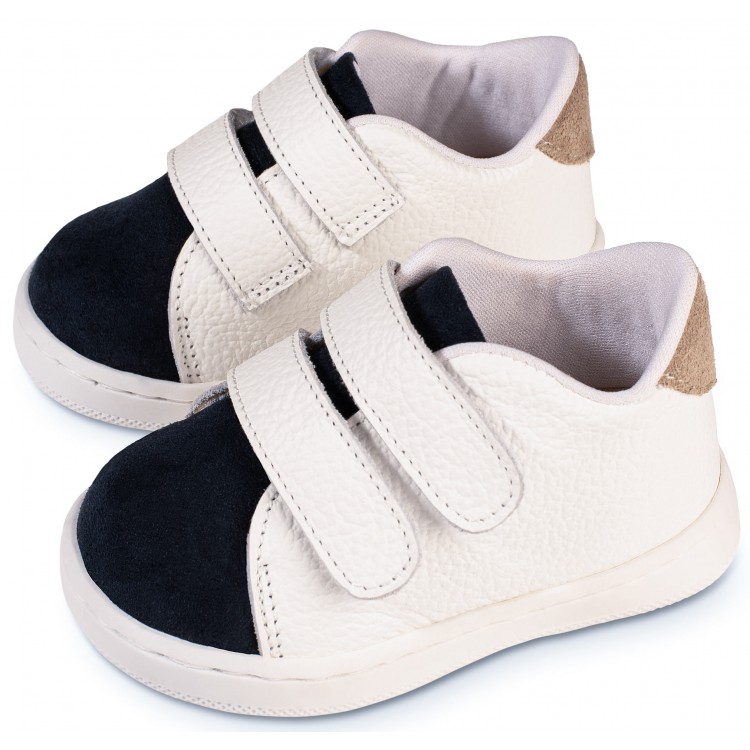 Sneakers  Διπλή Μπαρέτα Χρατς από Δέρμα και Ύφασμα