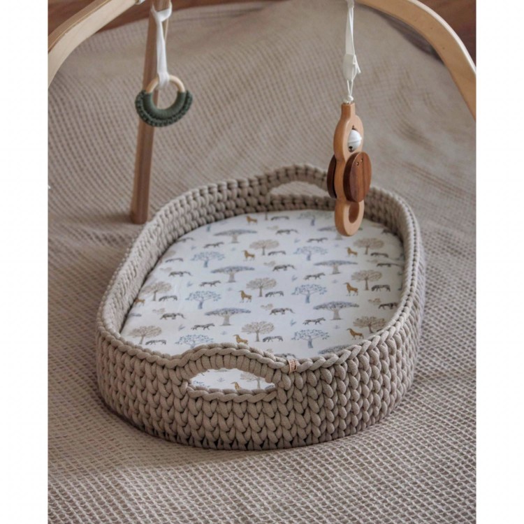 Πλεκτή Αλλαξιέρα Καλάθι Beige Με Στρώμα