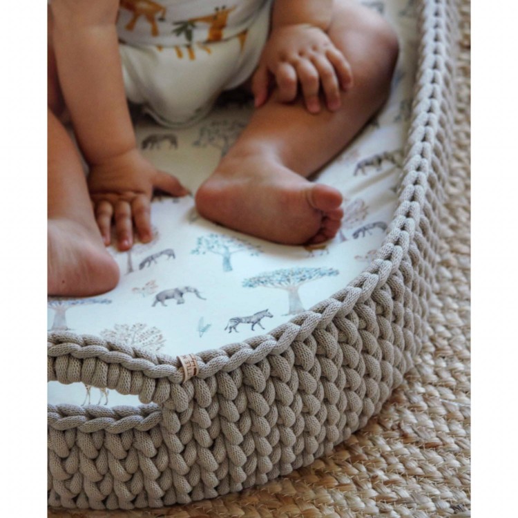 Πλεκτή Αλλαξιέρα Καλάθι Beige Με Στρώμα