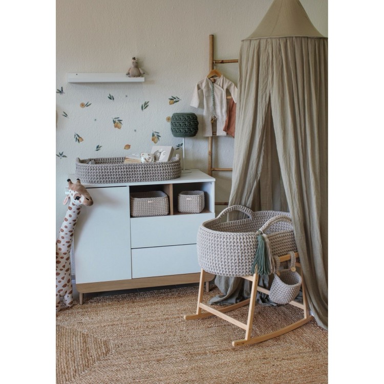 Πλεκτή Αλλαξιέρα Καλάθι Beige Με Στρώμα