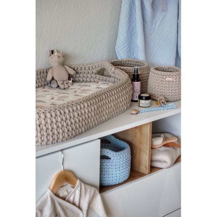 Πλεκτή Αλλαξιέρα Καλάθι Beige Με Στρώμα