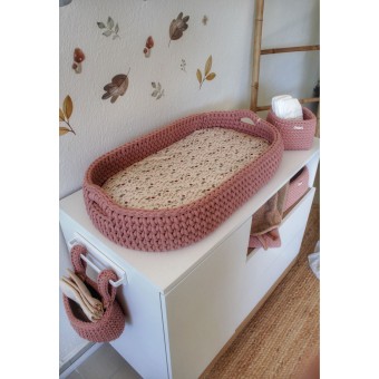 Πλεκτή Αλλαξιέρα Καλάθι Blush Με Στρώμα