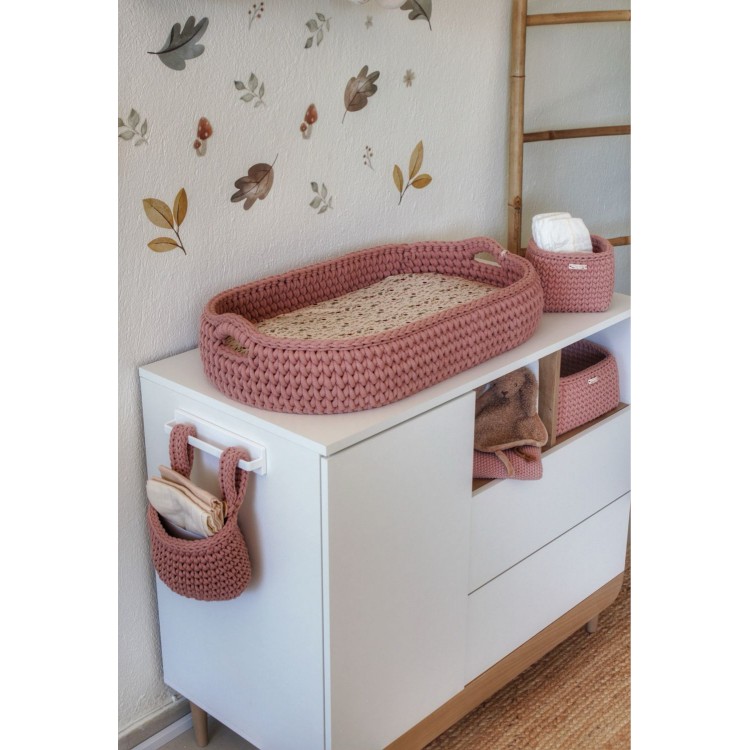 Πλεκτή Αλλαξιέρα Καλάθι Blush Με Στρώμα