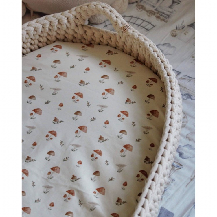 Πλεκτή Αλλαξιέρα Καλάθι Cream Με Στρώμα