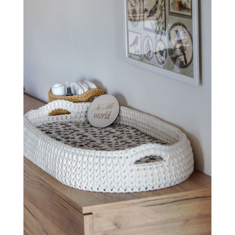 Πλεκτή Αλλαξιέρα Καλάθι Cream Με Στρώμα