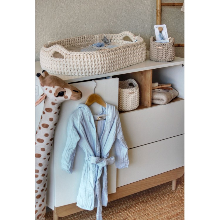 Πλεκτή Αλλαξιέρα Καλάθι Cream Με Στρώμα