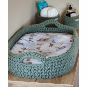 Πλεκτή Αλλαξιέρα Καλάθι Eucalyptus Με Στρώμα