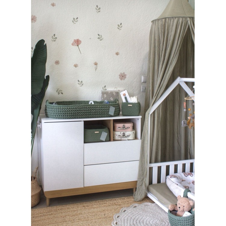 Πλεκτή Αλλαξιέρα Καλάθι Eucalyptus Με Στρώμα