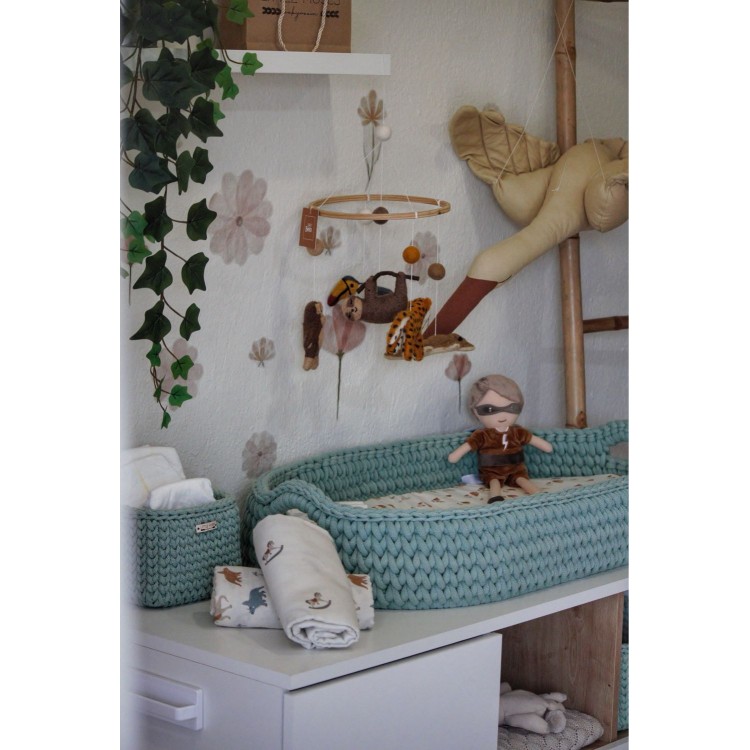 Πλεκτή Αλλαξιέρα Καλάθι Mint Με Στρώμα