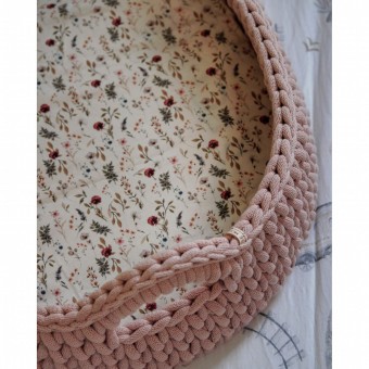 Πλεκτή Αλλαξιέρα Καλάθι Pastel Pink Με Στρώμα