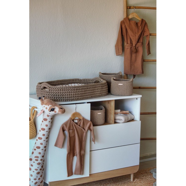 Πλεκτή Αλλαξιέρα Καλάθι Sand Με Στρώμα