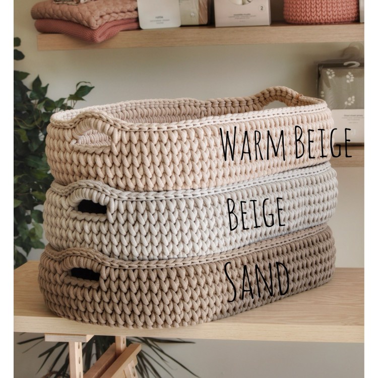 Πλεκτή Αλλαξιέρα Καλάθι Warm Beige Με Στρώμα