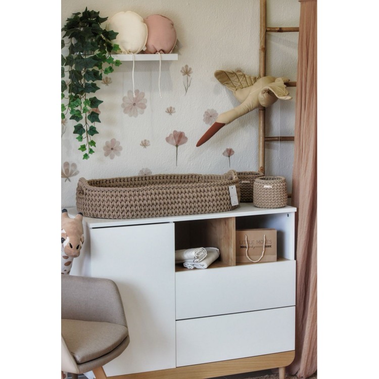 Πλεκτή Αλλαξιέρα Καλάθι Sand Με Στρώμα