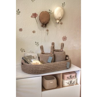 Πλεκτή Αλλαξιέρα Καλάθι Sand Με Στρώμα