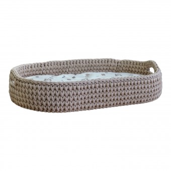 Πλεκτή Αλλαξιέρα Καλάθι Warm Beige Με Στρώμα