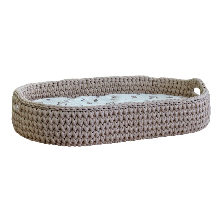 Πλεκτή Αλλαξιέρα Καλάθι Warm Beige Με Στρώμα