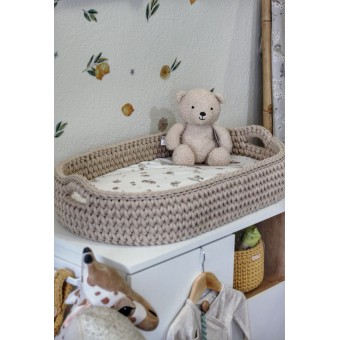 Πλεκτή Αλλαξιέρα Καλάθι Warm Beige Με Στρώμα