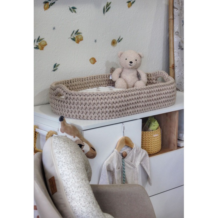 Πλεκτή Αλλαξιέρα Καλάθι Warm Beige Με Στρώμα