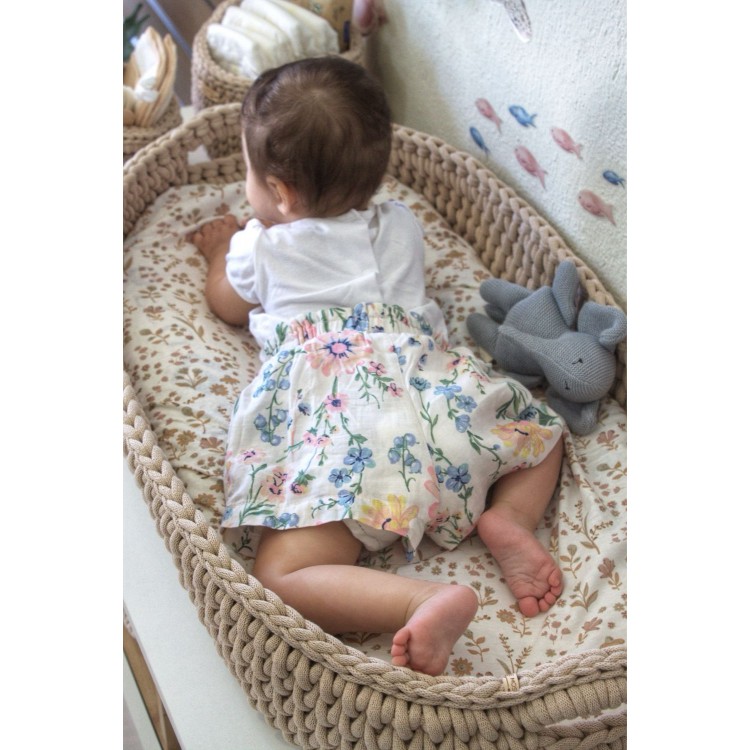 Πλεκτή Αλλαξιέρα Καλάθι Warm Beige Με Στρώμα