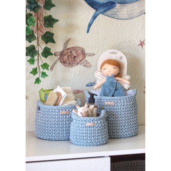 Στρογγυλά Καλάθια Οργάνωσης Βρεφικών Καλλυντικών Με Χειρολαβές Baby Blue