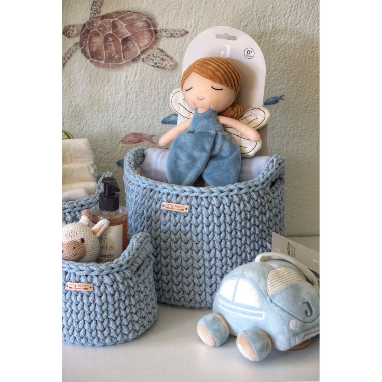 Στρογγυλά Καλάθια Οργάνωσης Βρεφικών Καλλυντικών Με Χειρολαβές Baby Blue