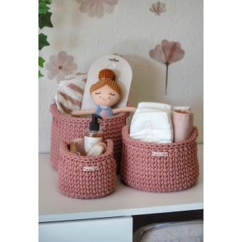 Στρογγυλά Καλάθια Οργάνωσης Βρεφικών Καλλυντικών Με Χειρολαβές Blush