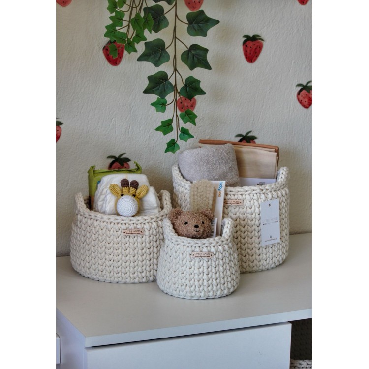 Στρογγυλά Καλάθια Οργάνωσης Βρεφικών Καλλυντικών Με Χειρολαβές Cream