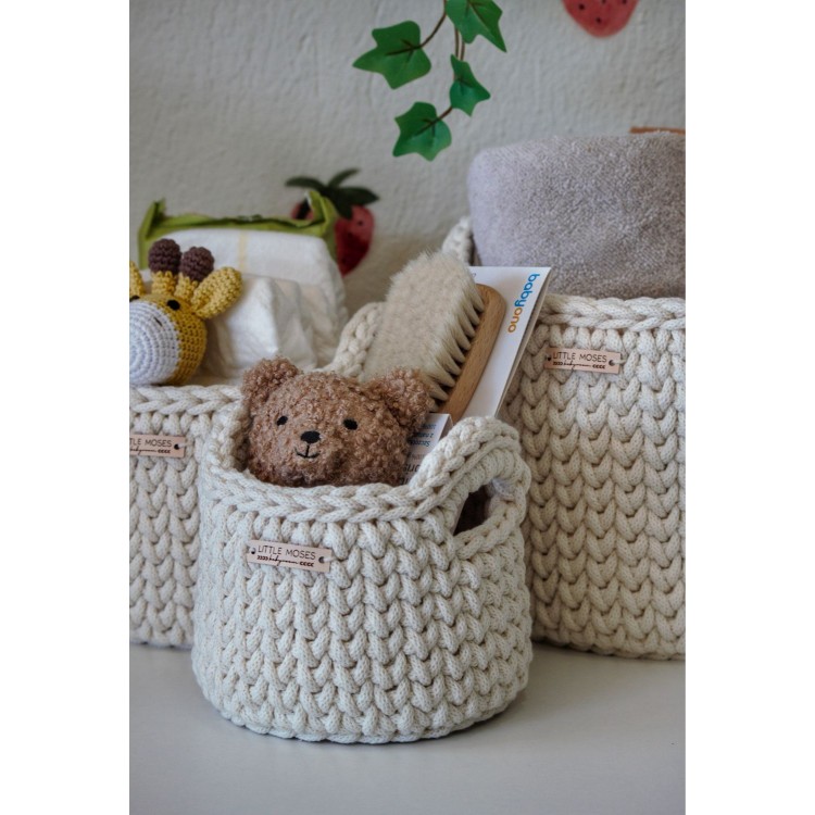 Στρογγυλά Καλάθια Οργάνωσης Βρεφικών Καλλυντικών Με Χειρολαβές Cream