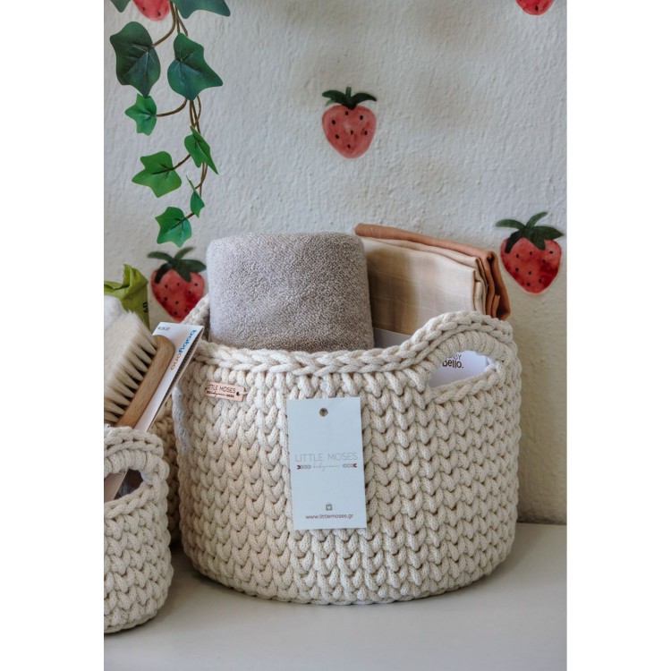Στρογγυλά Καλάθια Οργάνωσης Βρεφικών Καλλυντικών Με Χειρολαβές Cream