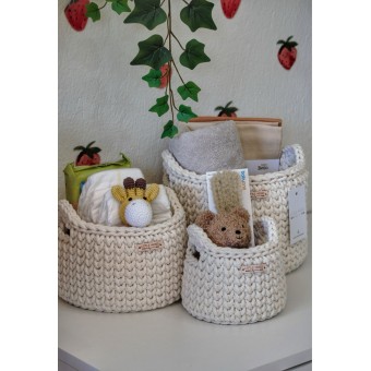 Στρογγυλά Καλάθια Οργάνωσης Βρεφικών Καλλυντικών Με Χειρολαβές Cream