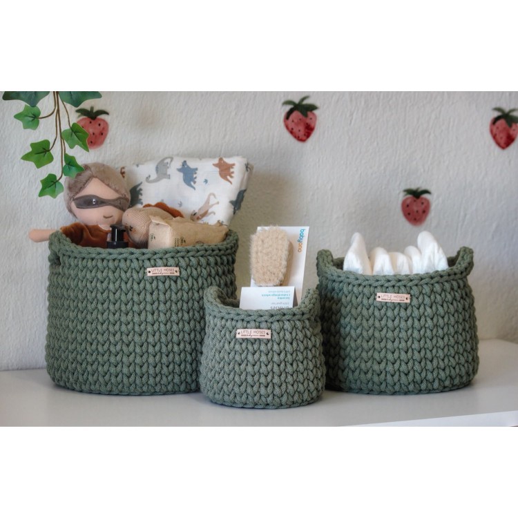 Στρογγυλά Καλάθια Οργάνωσης Βρεφικών Καλλυντικών Με Χειρολαβές Eucalyptus