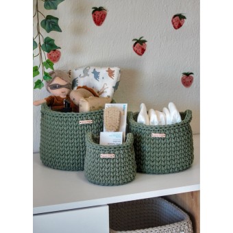 Στρογγυλά Καλάθια Οργάνωσης Βρεφικών Καλλυντικών Με Χειρολαβές Eucalyptus