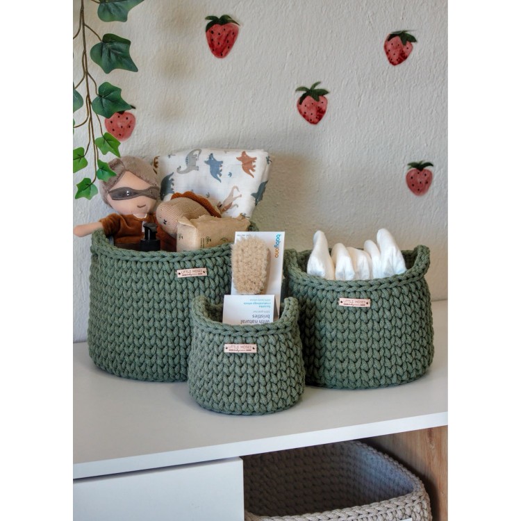 Στρογγυλά Καλάθια Οργάνωσης Βρεφικών Καλλυντικών Με Χειρολαβές Eucalyptus