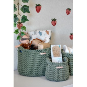 Στρογγυλά Καλάθια Οργάνωσης Βρεφικών Καλλυντικών Με Χειρολαβές Eucalyptus