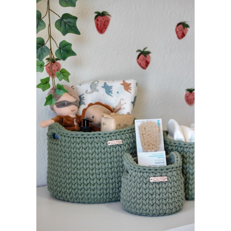 Στρογγυλά Καλάθια Οργάνωσης Βρεφικών Καλλυντικών Με Χειρολαβές Eucalyptus