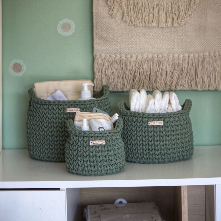 Στρογγυλά Καλάθια Οργάνωσης Βρεφικών Καλλυντικών Με Χειρολαβές Eucalyptus