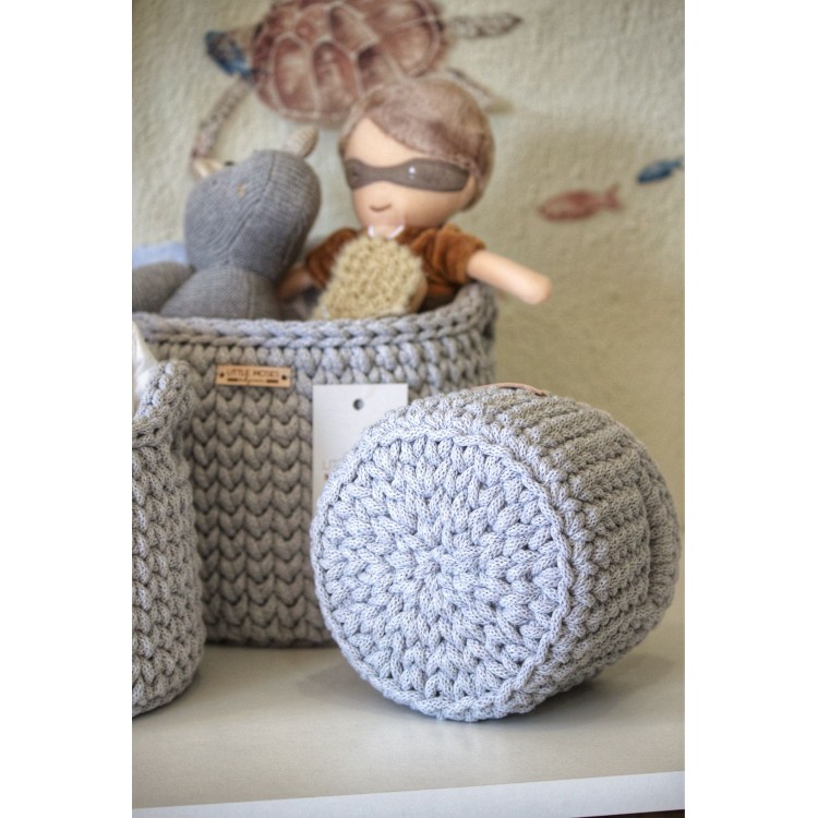 Στρογγυλά Καλάθια Οργάνωσης Βρεφικών Καλλυντικών Με Χειρολαβές Light Grey