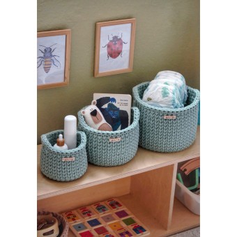 Στρογγυλά Καλάθια Οργάνωσης Βρεφικών Καλλυντικών Με Χειρολαβές Mint