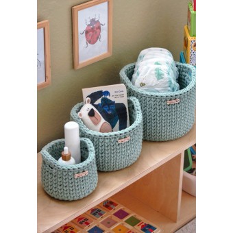 Στρογγυλά Καλάθια Οργάνωσης Βρεφικών Καλλυντικών Με Χειρολαβές Mint
