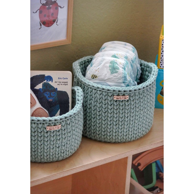 Στρογγυλά Καλάθια Οργάνωσης Βρεφικών Καλλυντικών Με Χειρολαβές Mint