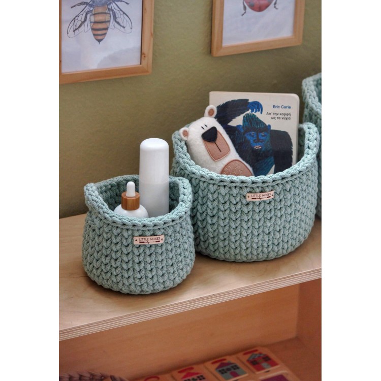 Στρογγυλά Καλάθια Οργάνωσης Βρεφικών Καλλυντικών Με Χειρολαβές Mint