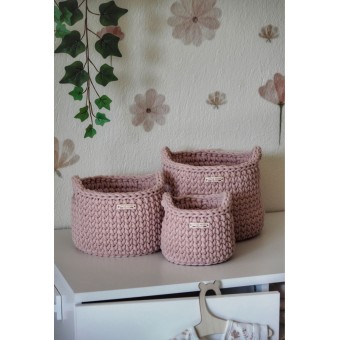 Στρογγυλά Καλάθια Οργάνωσης Βρεφικών Καλλυντικών Με Χειρολαβές Pastel Pink