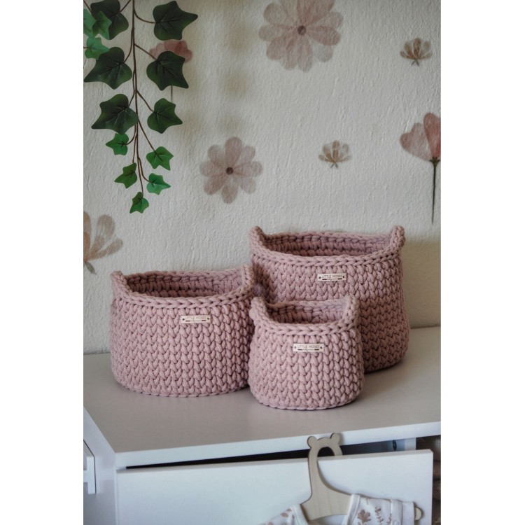 Στρογγυλά Καλάθια Οργάνωσης Βρεφικών Καλλυντικών Με Χειρολαβές Pastel Pink