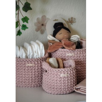 Στρογγυλά Καλάθια Οργάνωσης Βρεφικών Καλλυντικών Με Χειρολαβές Pastel Pink