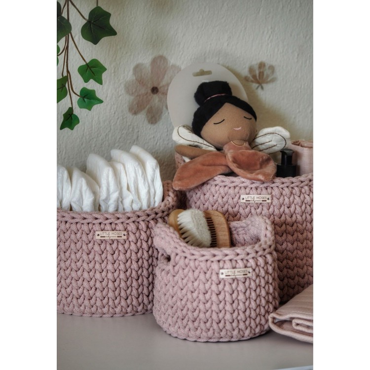Στρογγυλά Καλάθια Οργάνωσης Βρεφικών Καλλυντικών Με Χειρολαβές Pastel Pink