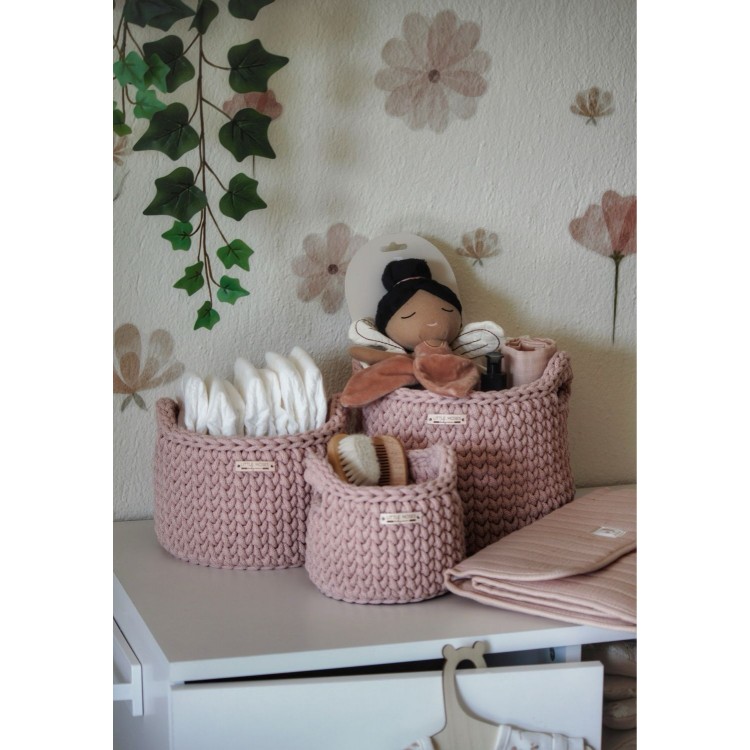 Στρογγυλά Καλάθια Οργάνωσης Βρεφικών Καλλυντικών Με Χειρολαβές Pastel Pink