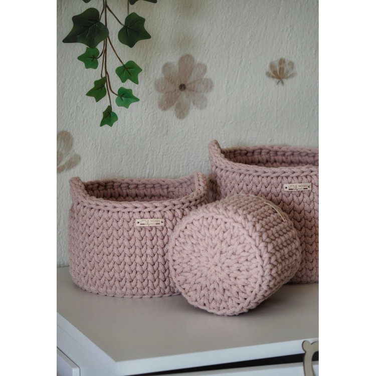 Στρογγυλά Καλάθια Οργάνωσης Βρεφικών Καλλυντικών Με Χειρολαβές Pastel Pink