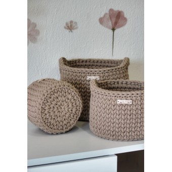 Στρογγυλά Καλάθια Οργάνωσης Βρεφικών Καλλυντικών Με Χειρολαβές Sand