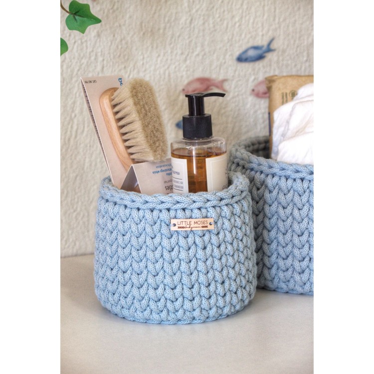 Στρογγυλά Καλάθια Οργάνωσης Βρεφικών Καλλυντικών Baby Blue